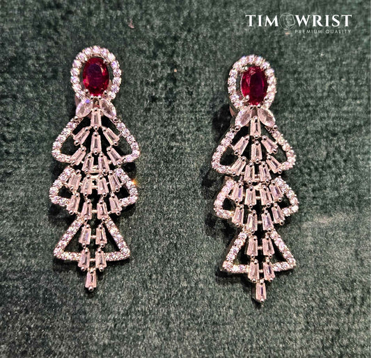 Premium Rhodium-Plated American Diamond Necklace Set (Finest Zircons)