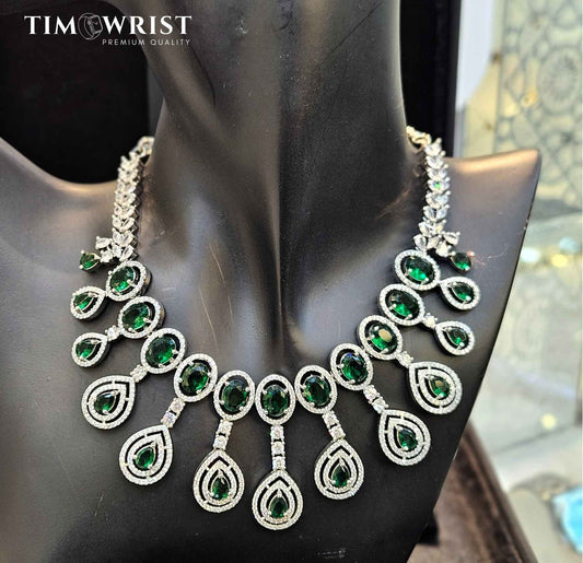 Exquisitely crafted American Diamond Necklace Set (Finest Zircons)