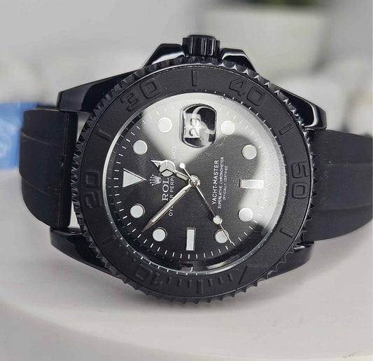 Rolex White Gold Yacht-Master - Black Dial (Masterpiece) - Oyster flex Strap