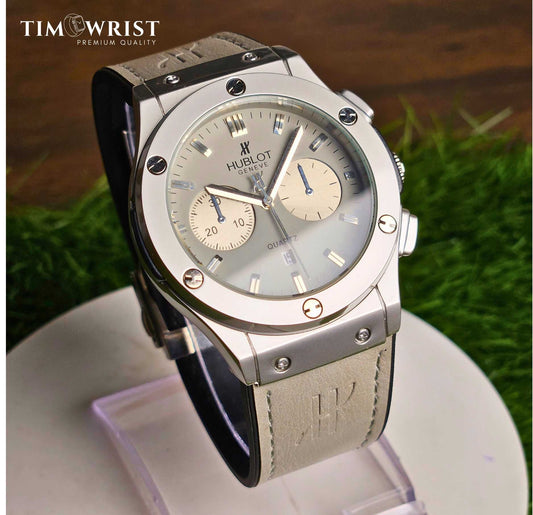 Hublot-Inspired Brown Dial | Silver Case with Brown Leather Strap