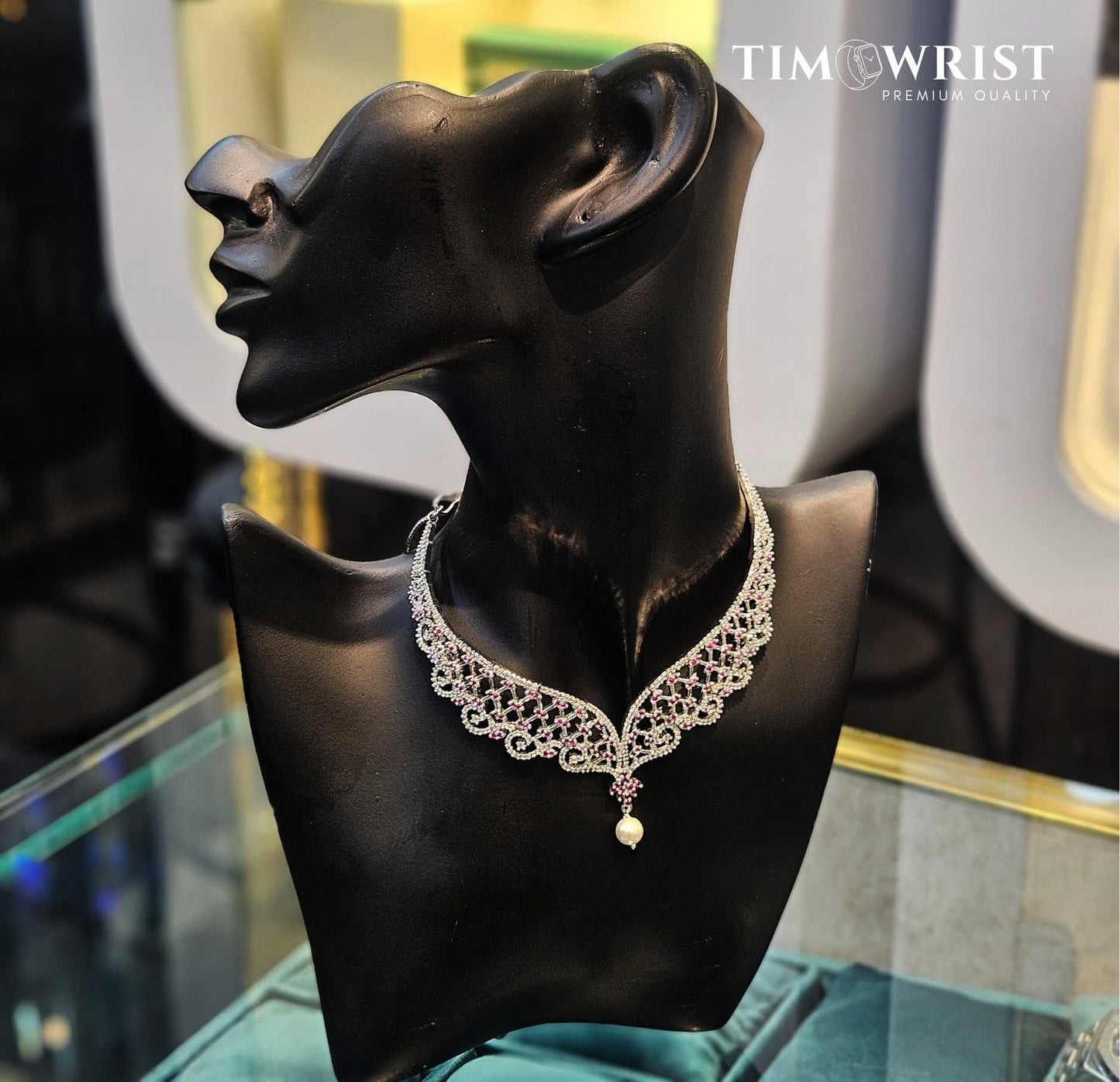 Premium American Diamond Necklace Set – Finest Zircon Finish