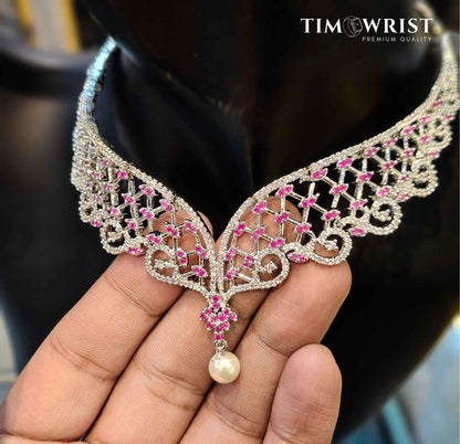 Premium American Diamond Necklace Set – Finest Zircon Finish