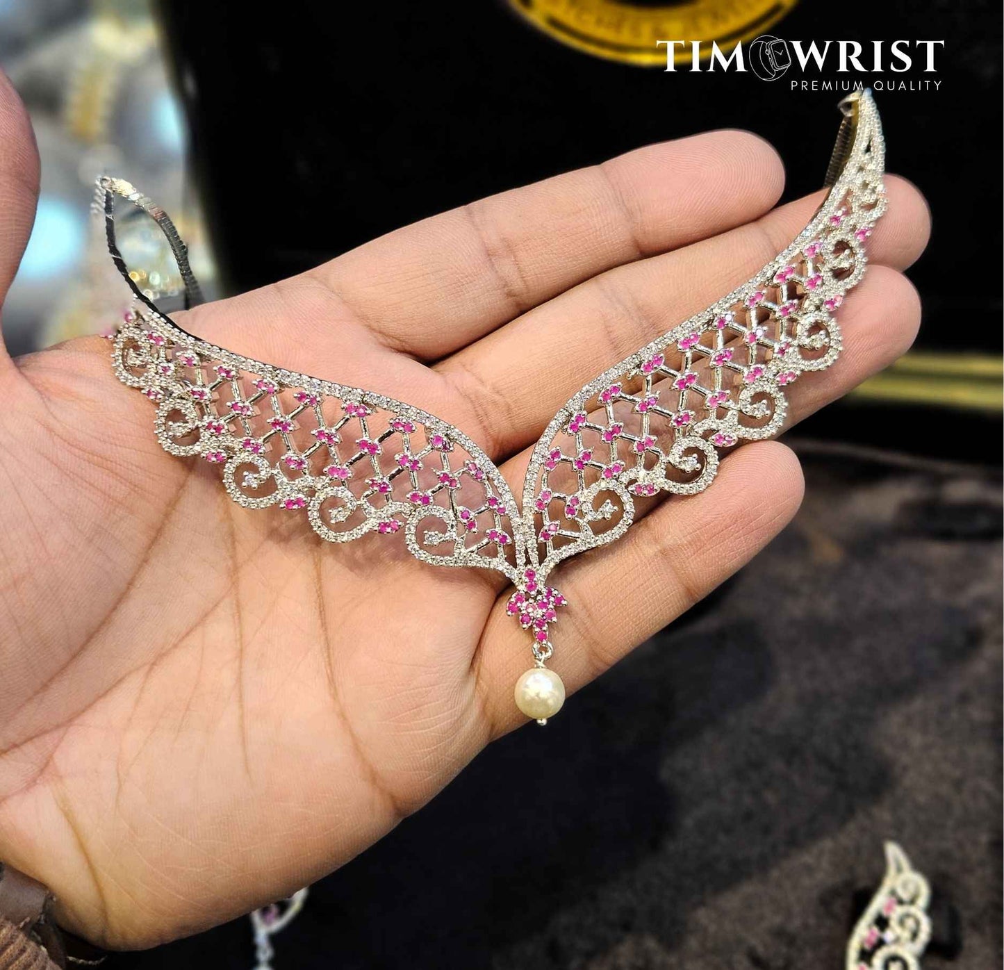 Premium American Diamond Necklace Set – Finest Zircon Finish