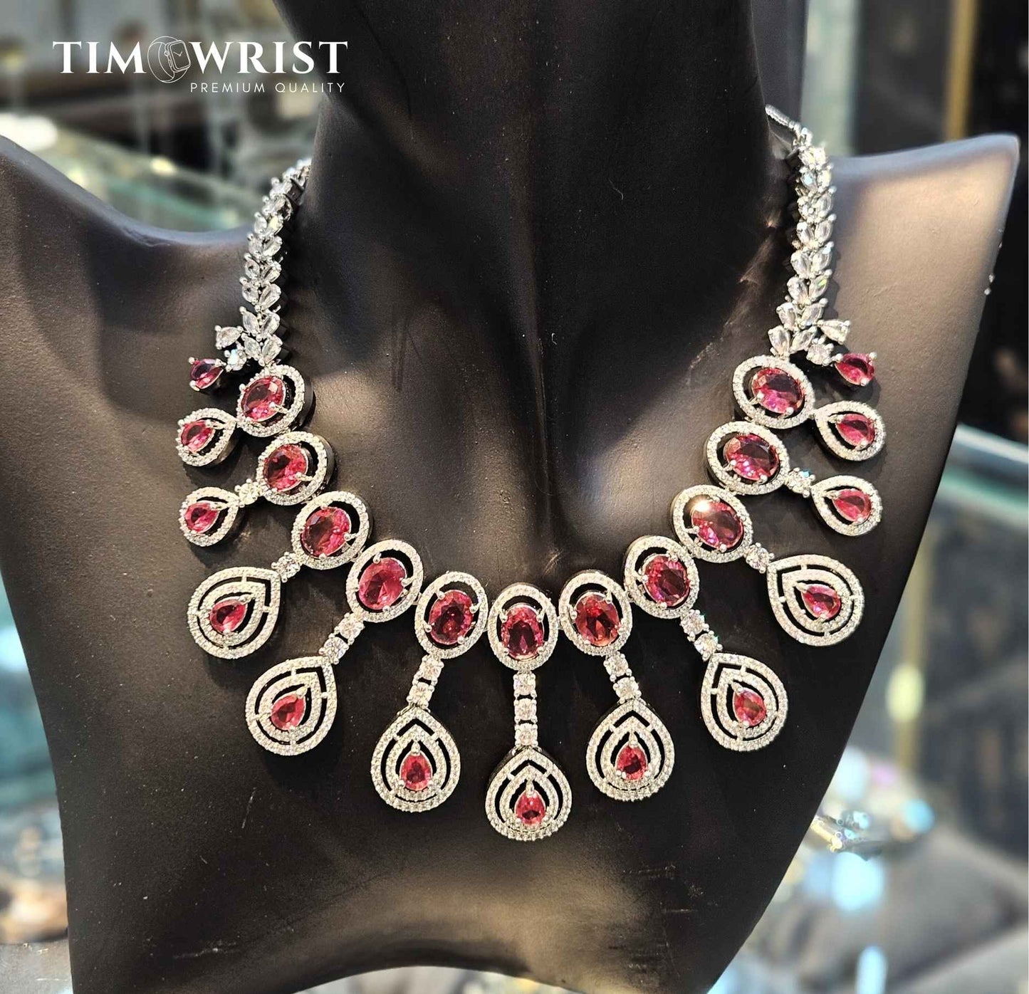 Exquisitely crafted American Diamond Necklace Set (Finest Zircons)