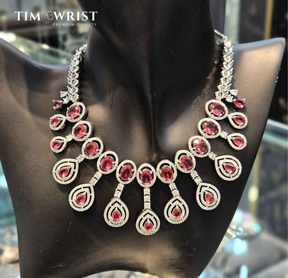 Exquisitely crafted American Diamond Necklace Set (Finest Zircons)