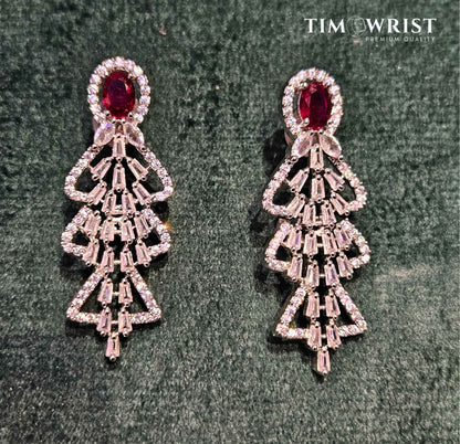 Premium Rhodium-Plated American Diamond Necklace Set (Finest Zircons)