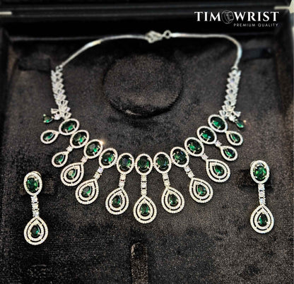 Exquisitely crafted American Diamond Necklace Set (Finest Zircons)