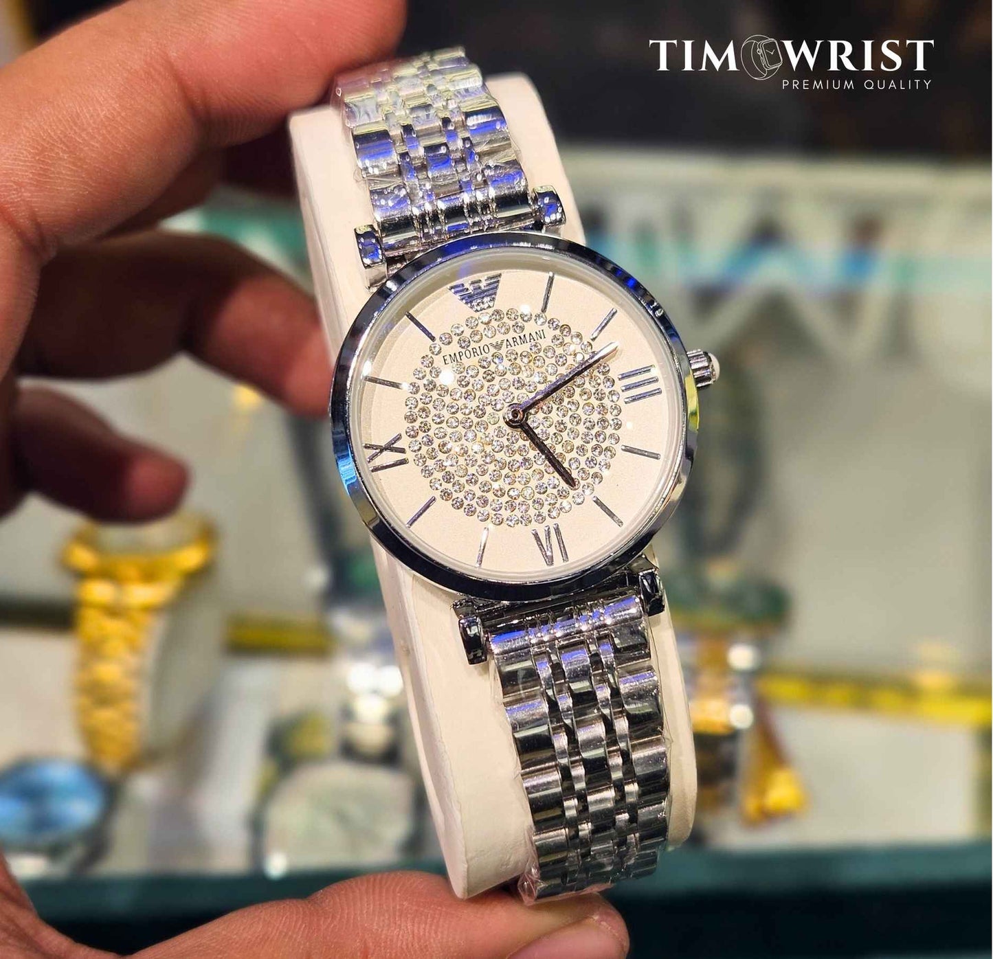 Emporio Armani Diamond Studded Dial Women's Watch