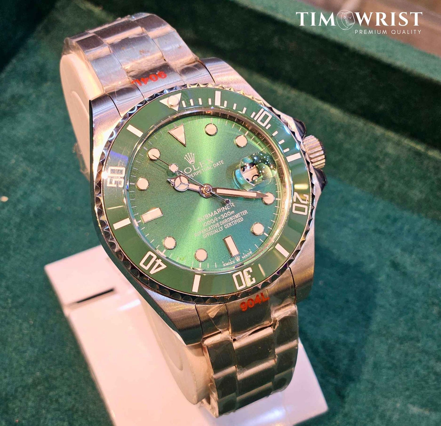 RLX Submariner Automatic 40mm | Silver Chain | Green Dial | High Grade Watch