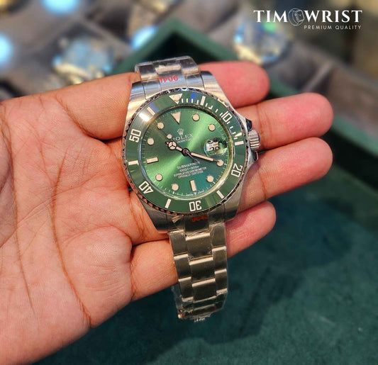 RLX Submariner Automatic 40mm | Silver Chain | Green Dial | High Grade Watch