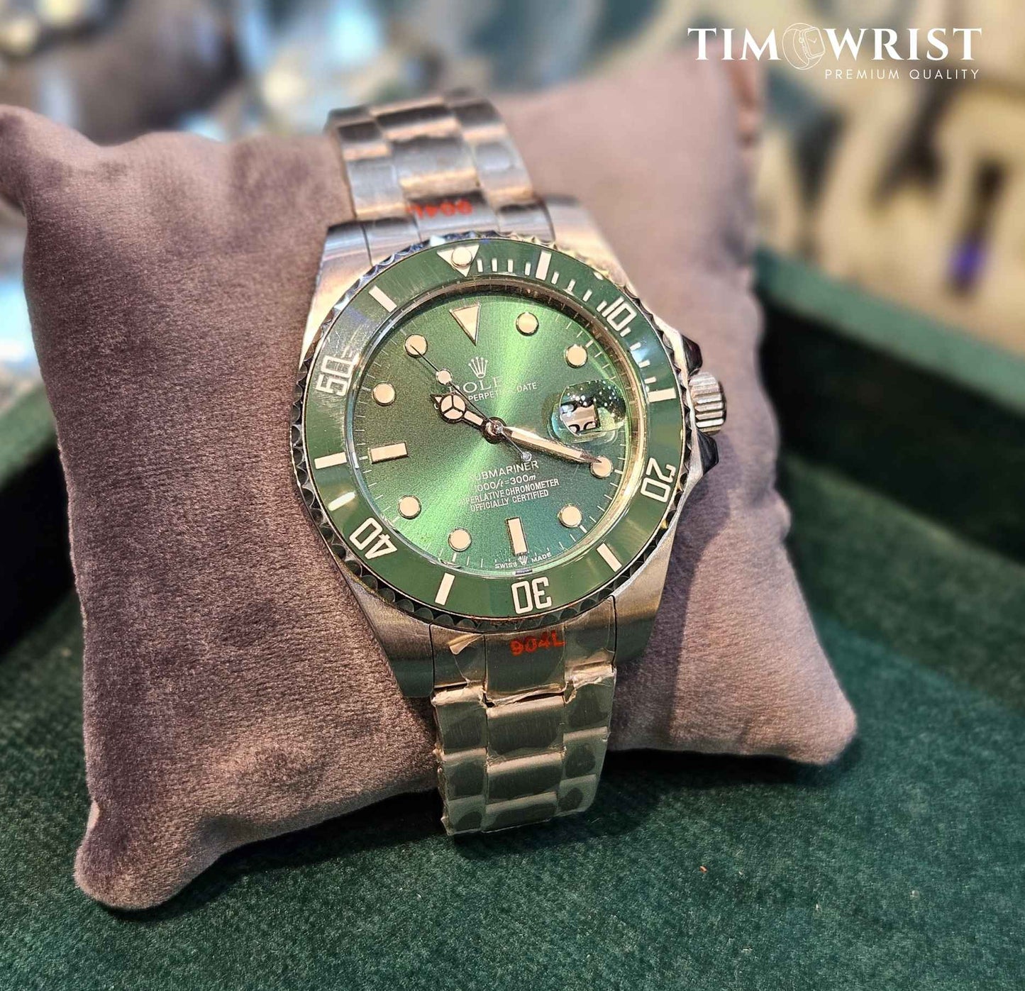 RLX Submariner Automatic 40mm | Silver Chain | Green Dial | High Grade Watch