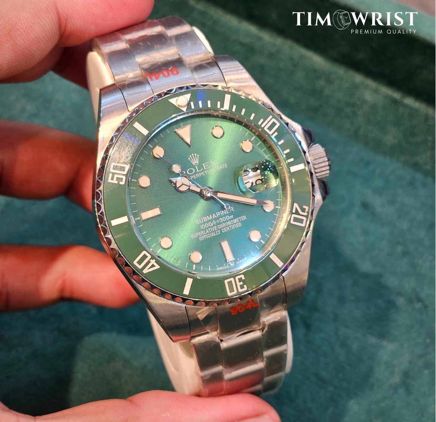 RLX Submariner Automatic 40mm | Silver Chain | Green Dial | High Grade Watch