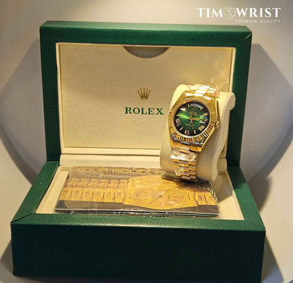 RLX DayDate Automatic | Gold Chain | Green Dial | High Grade Watch
