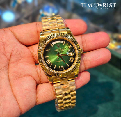 RLX DayDate Automatic | Gold Chain | Green Dial | High Grade Watch