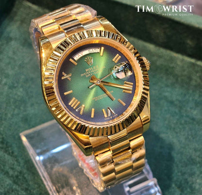 RLX DayDate Automatic | Gold Chain | Green Dial | High Grade Watch