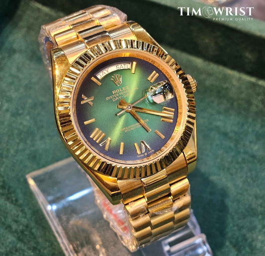 RLX DayDate Automatic | Gold Chain | Green Dial | High Grade Watch
