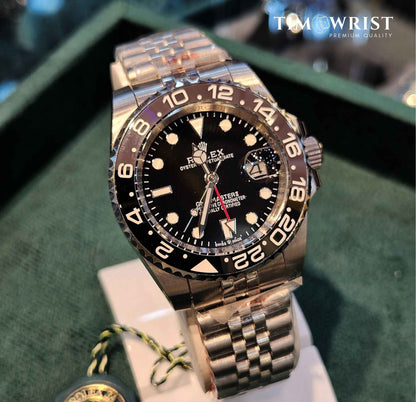 RLX GMT Automatic 40 mm | Silver Oyester Chain | Black Dial High Grade Edition