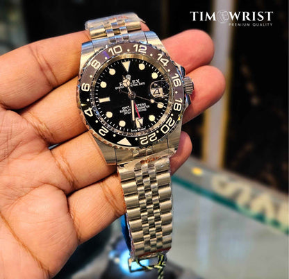 RLX GMT Automatic 40 mm | Silver Oyester Chain | Black Dial High Grade Edition