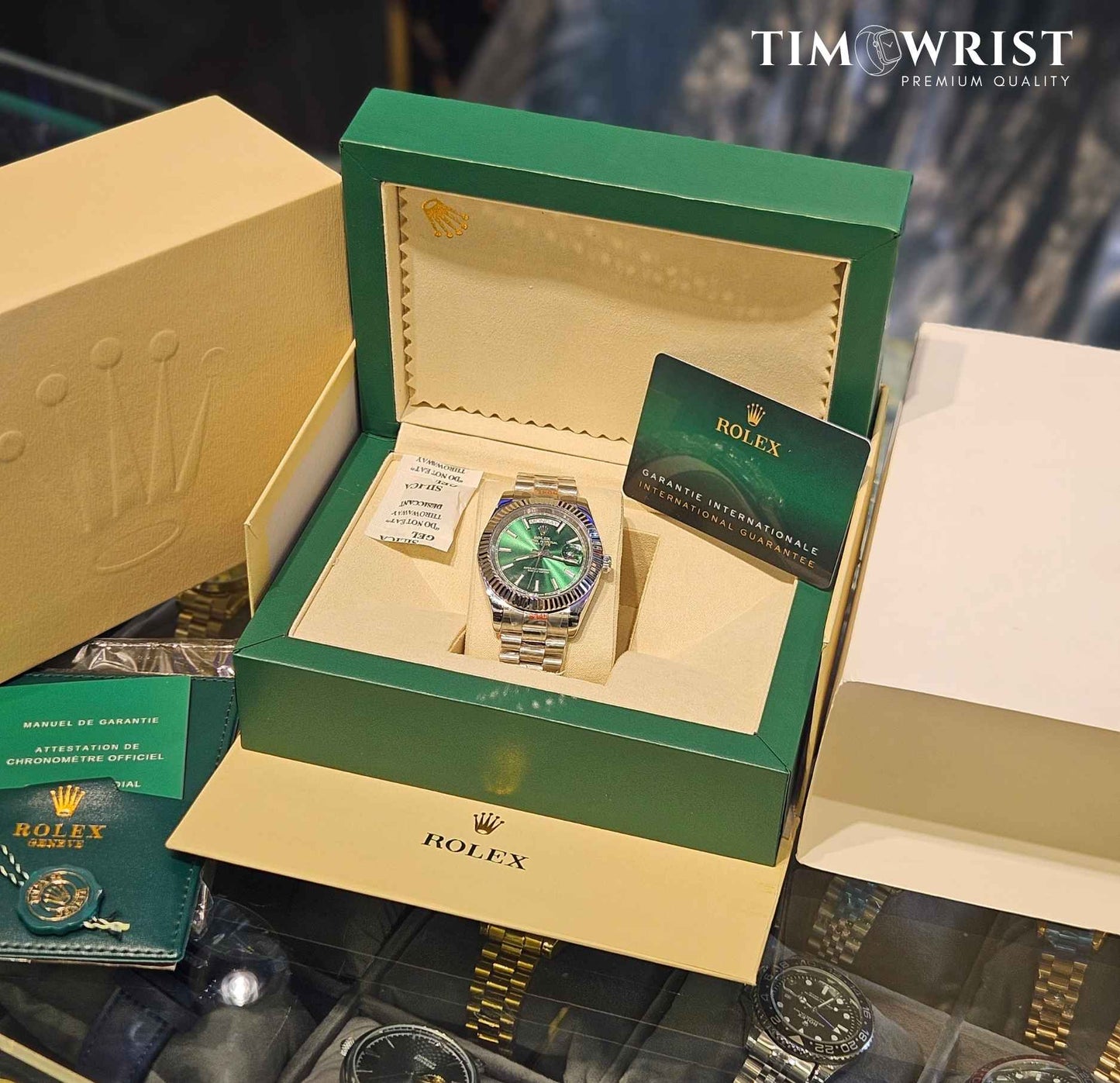 RLX DayDate Automatic | Silver Chain | Green Dial | High Grade Watch