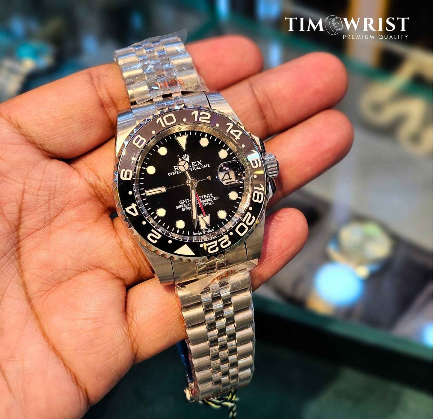 RLX GMT Automatic 40 mm | Silver Oyester Chain | Black Dial High Grade Edition