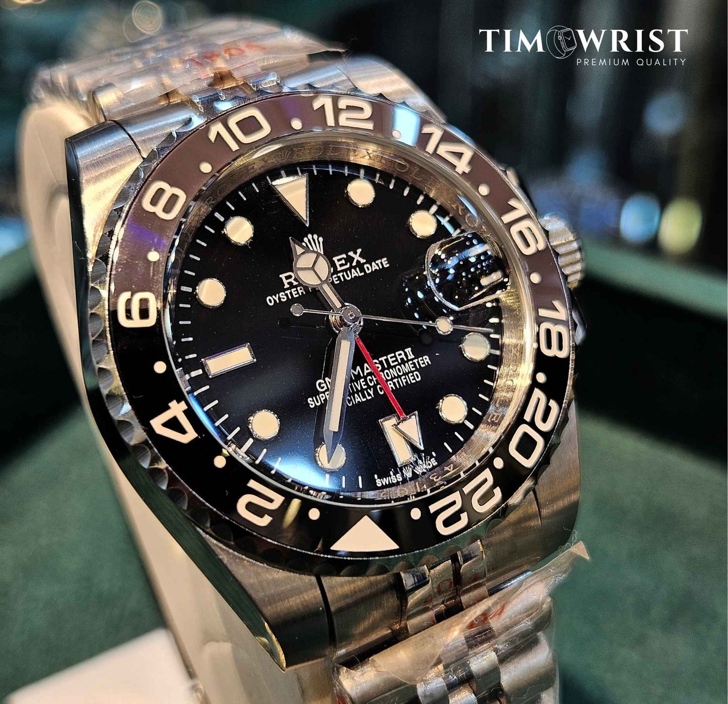 RLX GMT Automatic 40 mm | Silver Oyester Chain | Black Dial High Grade Edition