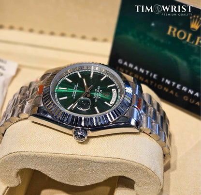 RLX DayDate Automatic | Silver Chain | Green Dial | High Grade Watch