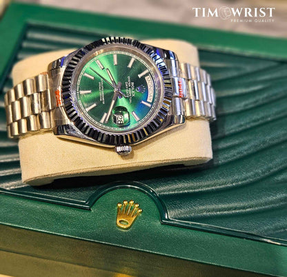 RLX DayDate Automatic | Silver Chain | Green Dial | High Grade Watch
