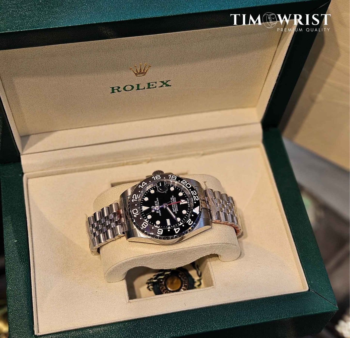 RLX GMT Automatic 40 mm | Silver Oyester Chain | Black Dial High Grade Edition