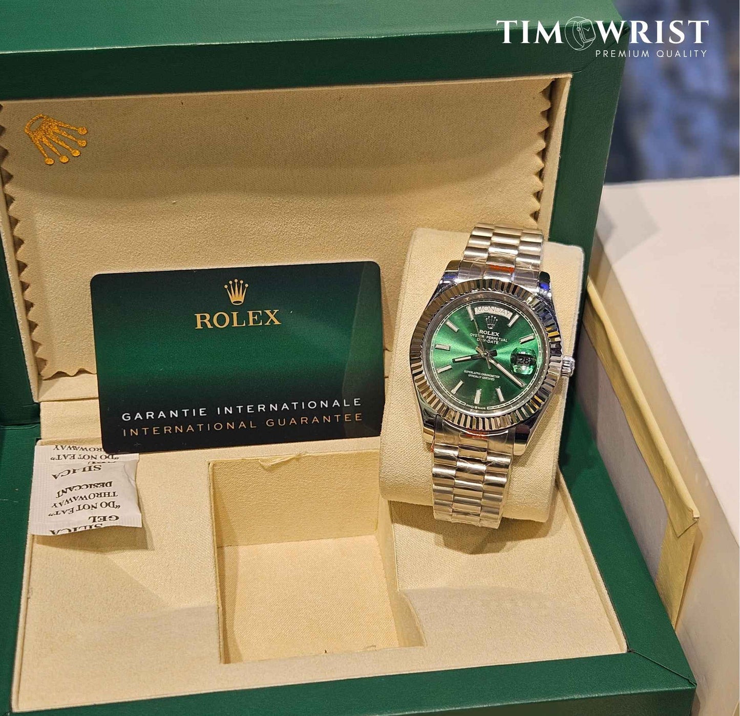 RLX DayDate Automatic | Silver Chain | Green Dial | High Grade Watch