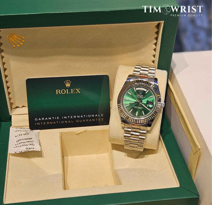 RLX DayDate Automatic | Silver Chain | Green Dial | High Grade Watch