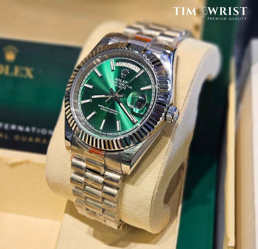 RLX DayDate Automatic | Silver Chain | Green Dial | High Grade Watch